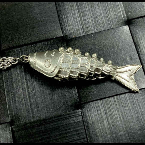 Vintage Articulated Fish Pendant | Jointed Moving Fish | 16" 925 Necklace - Picture 8 of 11